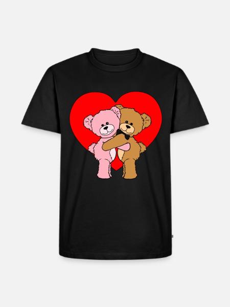 Herzen Bärchen Geschenk für verliebte Bären Herz - Männer Premium Bio T-Shirt - Schwarz
