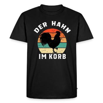 Le coq dans le panier - T-shirt Premium bio Homme - noir - Devant - Nico (187cm)