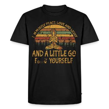 I ́m Mostly Peace Love And Light - Men's Premium Organic T-Shirt - black - Front - Nico (187cm)