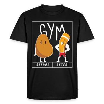 Potato Gym Before After GYM Shirt Gift Idea - Men's Premium Organic T-Shirt - black - Front - Nico (187cm)