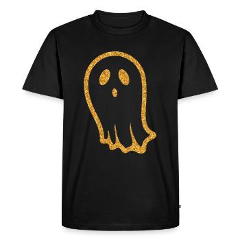 Idée cadeau visage fantôme de paillettes d'or Halloween - T-shirt Premium bio Homme - noir - Devant - Nico (187cm)
