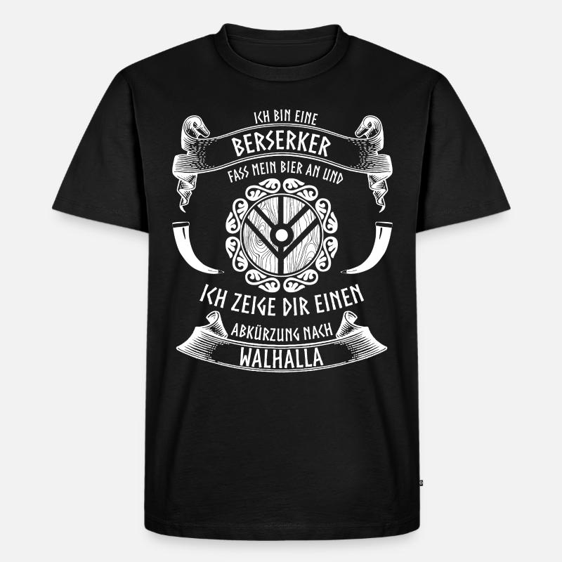 Wikinger und Bier - lustiger Berserker - Männer Premium Bio T-Shirt - Schwarz
