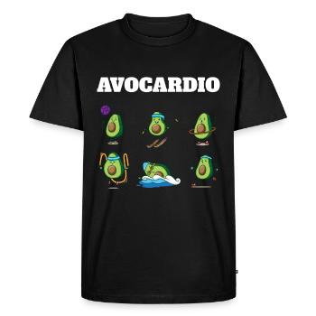 Avocardio Avocado Vegan Cardio Fitness Workout Gym - T-shirt Premium bio Homme - noir - Devant - Nico (187cm)