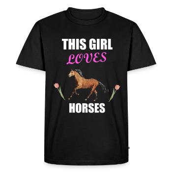 Cheval chevaux cheval disant jeune fille sport équestre - T-shirt Premium bio Homme - noir - Devant - Nico (187cm)