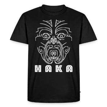 Tatouage visage maori Haka - T-shirt Premium bio Homme - noir - Devant - Nico (187cm)