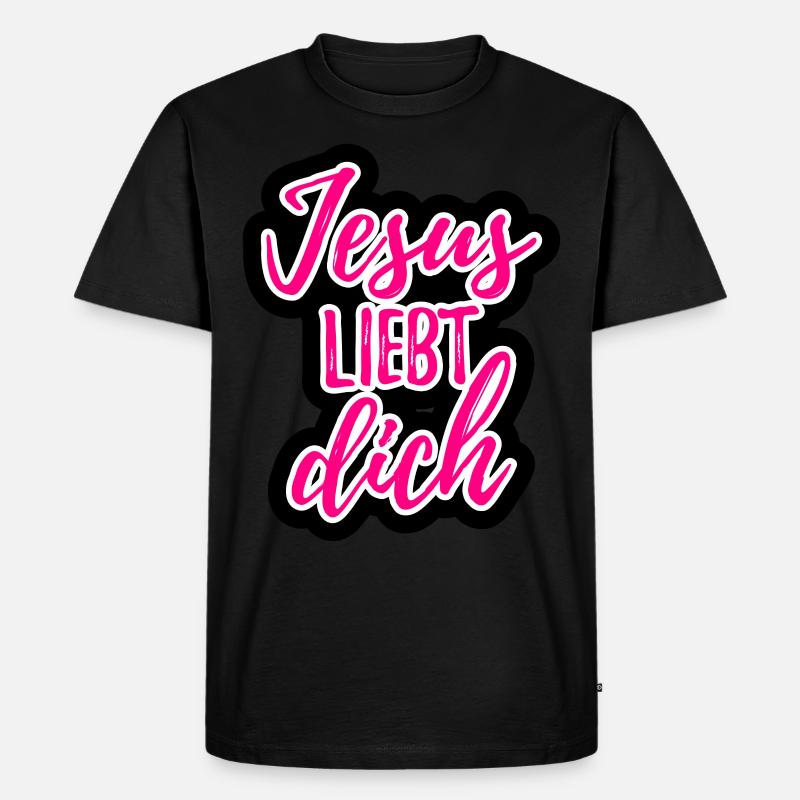 Jesus liebt dich Geschenk - Männer Premium Bio T-Shirt - Schwarz