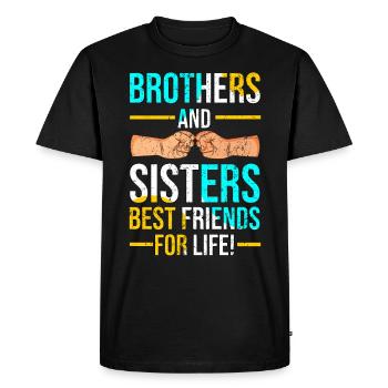 Frère soeur jumeaux frères et sœurs - T-shirt Premium bio Homme - noir - Devant - Nico (187cm)