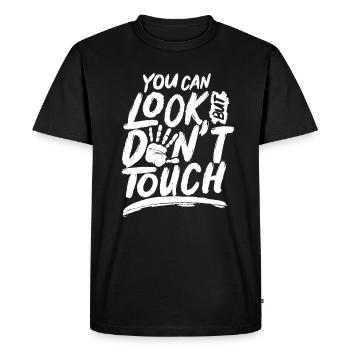 Tu peux regarder mais tu ne peux pas le toucher - T-shirt Premium bio Homme - noir - Devant - Nico (187cm)