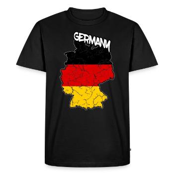 Deutschland Deutsch Flagge Landkarte Germany - Männer Premium Bio T-Shirt - Schwarz - Vorne - Nico (187cm)