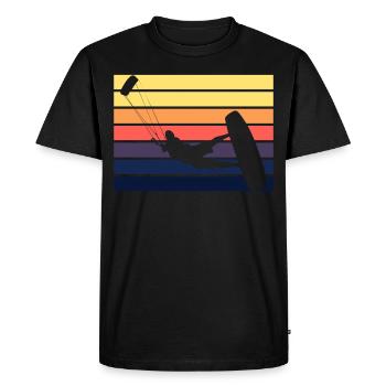 Kitesurf Kite rétro coucher de soleil - T-shirt Premium bio Homme - noir - Devant - Nico (187cm)