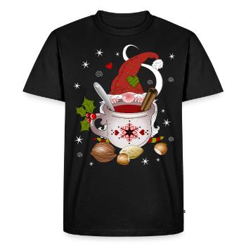 Gnome Dwarf Christmas Fruit Tea Elves Nut - Men's Premium Organic T-Shirt - black - Front - Nico (187cm)