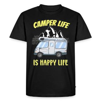 Camper Life Is Happy Life - Men's Premium Organic T-Shirt - black - Front - Nico (187cm)