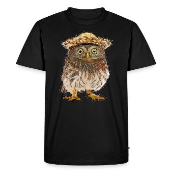 doux owl uhu hibou oiseau cadeau kautz - T-shirt Premium bio Homme - noir - Devant - Nico (187cm)