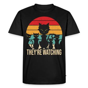 Drôle de chats vintage rétro chat noir - T-shirt Premium bio Homme - noir - Devant - Nico (187cm)