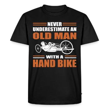 Handbike Old Man - Men's Premium Organic T-Shirt - black - Front - Nico (187cm)
