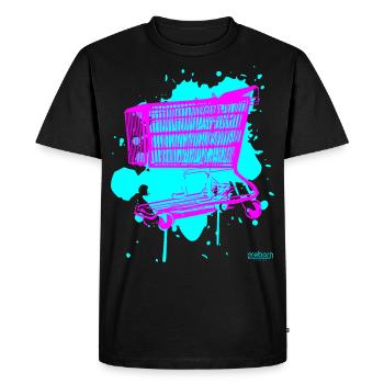Chariot de courses 2reborn rose fluo - T-shirt Premium bio Homme - noir - Devant - Nico (187cm)