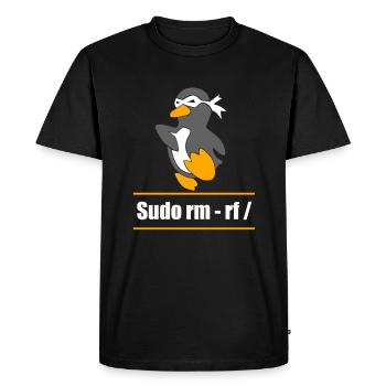 Tux Linux Penguin Sudo Rm Rf Geek Hacker - Men's Premium Organic T-Shirt - black - Front - Nico (187cm)