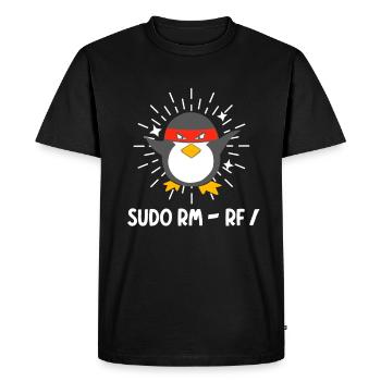Tux Linux Penguin Sudo Rm Rf Geek Hacker - Men's Premium Organic T-Shirt - black - Front - Nico (187cm)