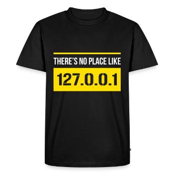 Geek Design There's No Place Like 127.0.0.1 - Men's Premium Organic T-Shirt - black - Front - Nico (187cm)