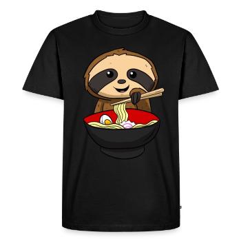 Ramen sloth otaku - Men's Premium Organic T-Shirt - black - Front - Nico (187cm)