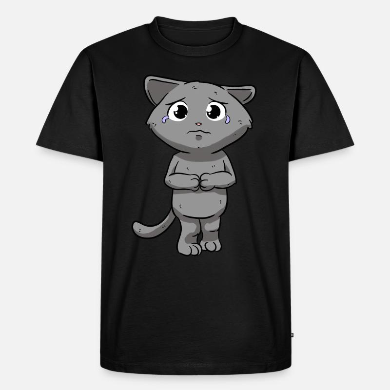 Traurige Katze - Männer Premium Bio T-Shirt - Schwarz