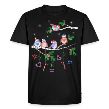Oiseaux en hiver sur un oiseau de branche - T-shirt Premium bio Homme - noir - Devant - Nico (187cm)