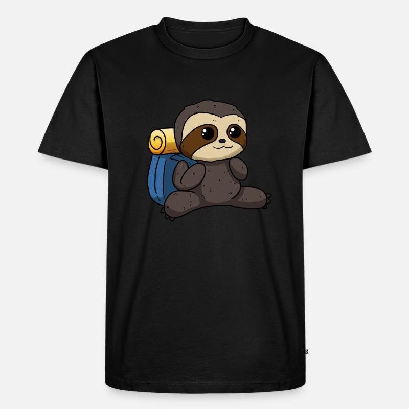 Wanderer Faultier Wanderung Bergsteiger - Männer Premium Bio T-Shirt - Schwarz