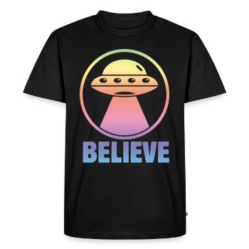 Aliens believe in human extraterrestrial - Men's Premium Organic T-Shirt - black - Front - Nico (187cm)