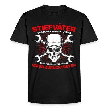 Stiefvater - Männer Premium Bio T-Shirt - Schwarz - Vorne - Nico (187cm)