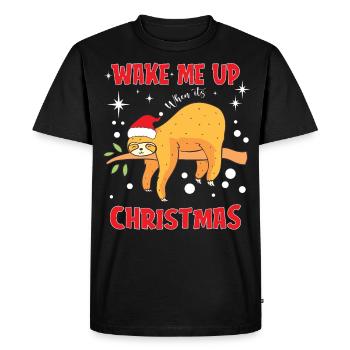 Père Noël paresseux - T-shirt Premium bio Homme - noir - Devant - Nico (187cm)