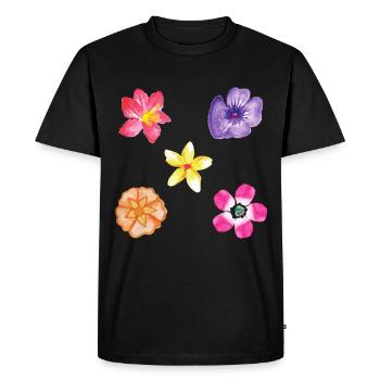 Flowers motif set - Men's Premium Organic T-Shirt - black - Front - Nico (187cm)