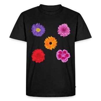 Flowers motif set - Men's Premium Organic T-Shirt - black - Front - Nico (187cm)