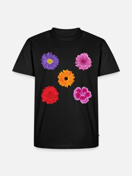 Flowers motif set - Men's Premium Organic T-Shirt - black