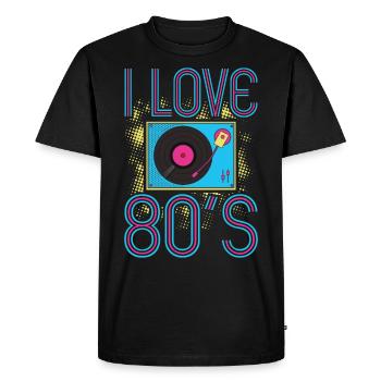 80s 80s costume I Love 80s - Men's Premium Organic T-Shirt - black - Front - Nico (187cm)