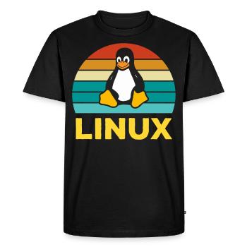 Linux Retro Vintage Geek Style Computer Scientist - Men's Premium Organic T-Shirt - black - Front - Nico (187cm)
