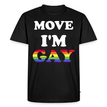 Move I’m Gay LGBT Drôle LGBTQ Rainbow Rengain - T-shirt Premium bio Homme - noir - Devant - Nico (187cm)