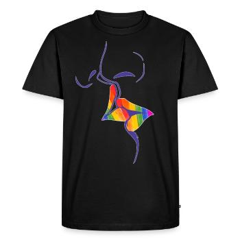 Arc-en-ciel, baisers, lèvres - T-shirt Premium bio Homme - noir - Devant - Nico (187cm)