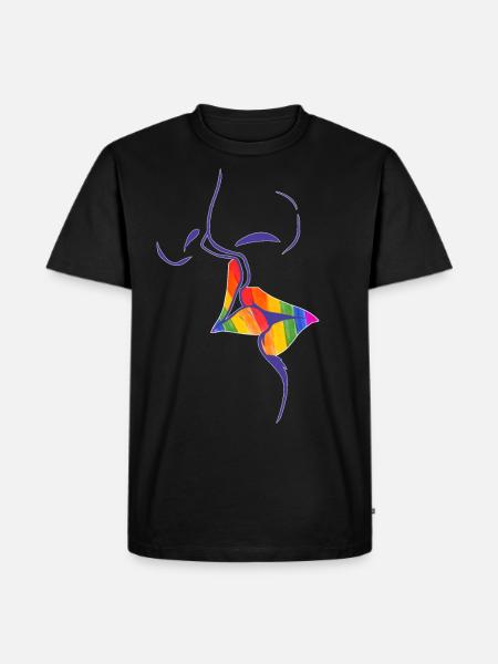 Rainbow kissing lips - Men's Premium Organic T-Shirt - black
