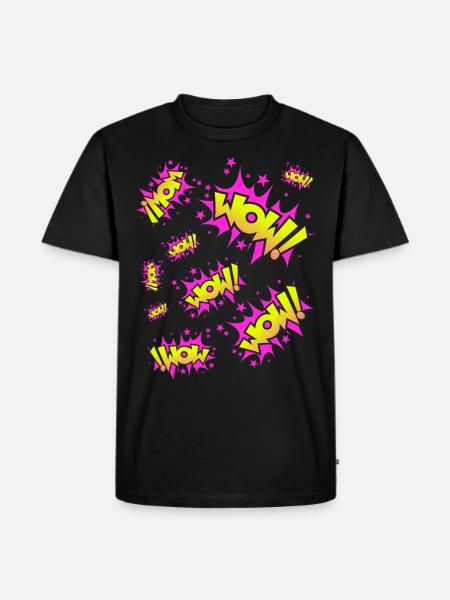Neon Yellow Pink WOW! - Men's Premium Organic T-Shirt - black