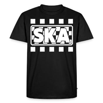 Ska Music chessboard logo - Men's Premium Organic T-Shirt - black - Front - Nico (187cm)