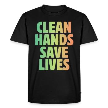 Les mains propres germinées sauvent des vies de quarantaine-hy - T-shirt Premium bio Homme - noir - Devant - Nico (187cm)