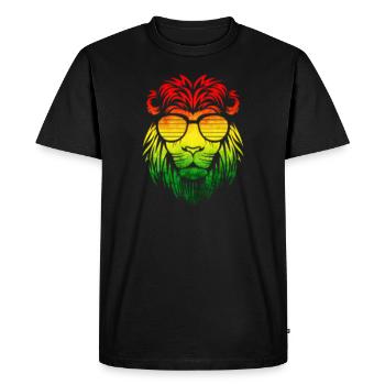 t-shirt jamaïcain couleur lion reggae - T-shirt Premium bio Homme - noir - Devant - Nico (187cm)