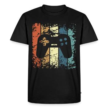 Game console controller retro vintage gift - Men's Premium Organic T-Shirt - black - Front - Nico (187cm)