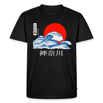 Kaganawa Great Wave Waves Japanese Art Japan - Men's Premium Organic T-Shirt - black - Front - Nico (187cm)
