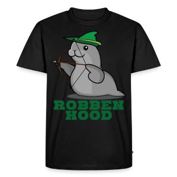 Robbe - Drôle Robben Hood disant blague - T-shirt Premium bio Homme - noir - Devant - Nico (187cm)