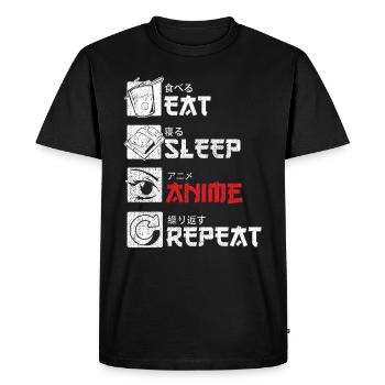 Eat Sleep Anime Repeat Geschenk - Männer Premium Bio T-Shirt - Schwarz - Vorne - Nico (187cm)