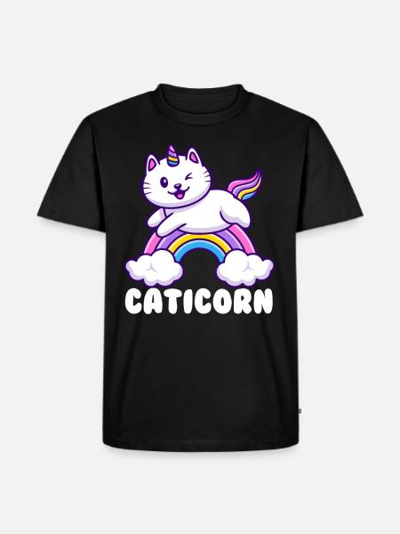 Caticorn rainbow - Men's Premium Organic T-Shirt - black