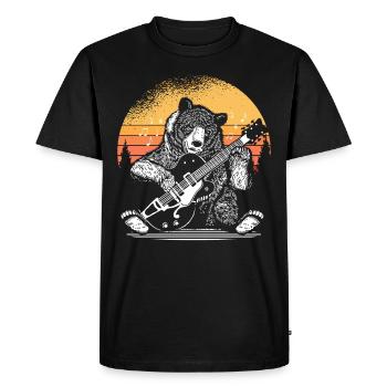 Bär, der Gitarre spielt Grizzlybär - Männer Premium Bio T-Shirt - Schwarz - Vorne - Nico (187cm)