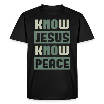 Know jesus church god christian gift - Men's Premium Organic T-Shirt - black - Front - Nico (187cm)