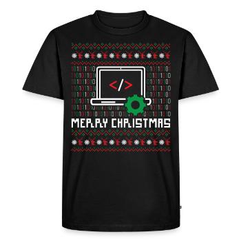Joueur de Noël laid chandail nerd informaticien - T-shirt Premium bio Homme - noir - Devant - Nico (187cm)